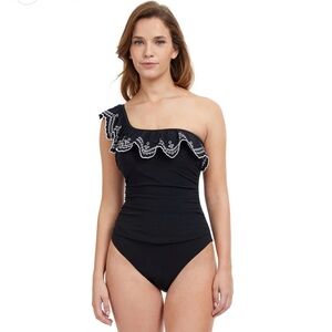 NWT Gottex Lola Asymmetrical One Piece Swimsuit Ruffle